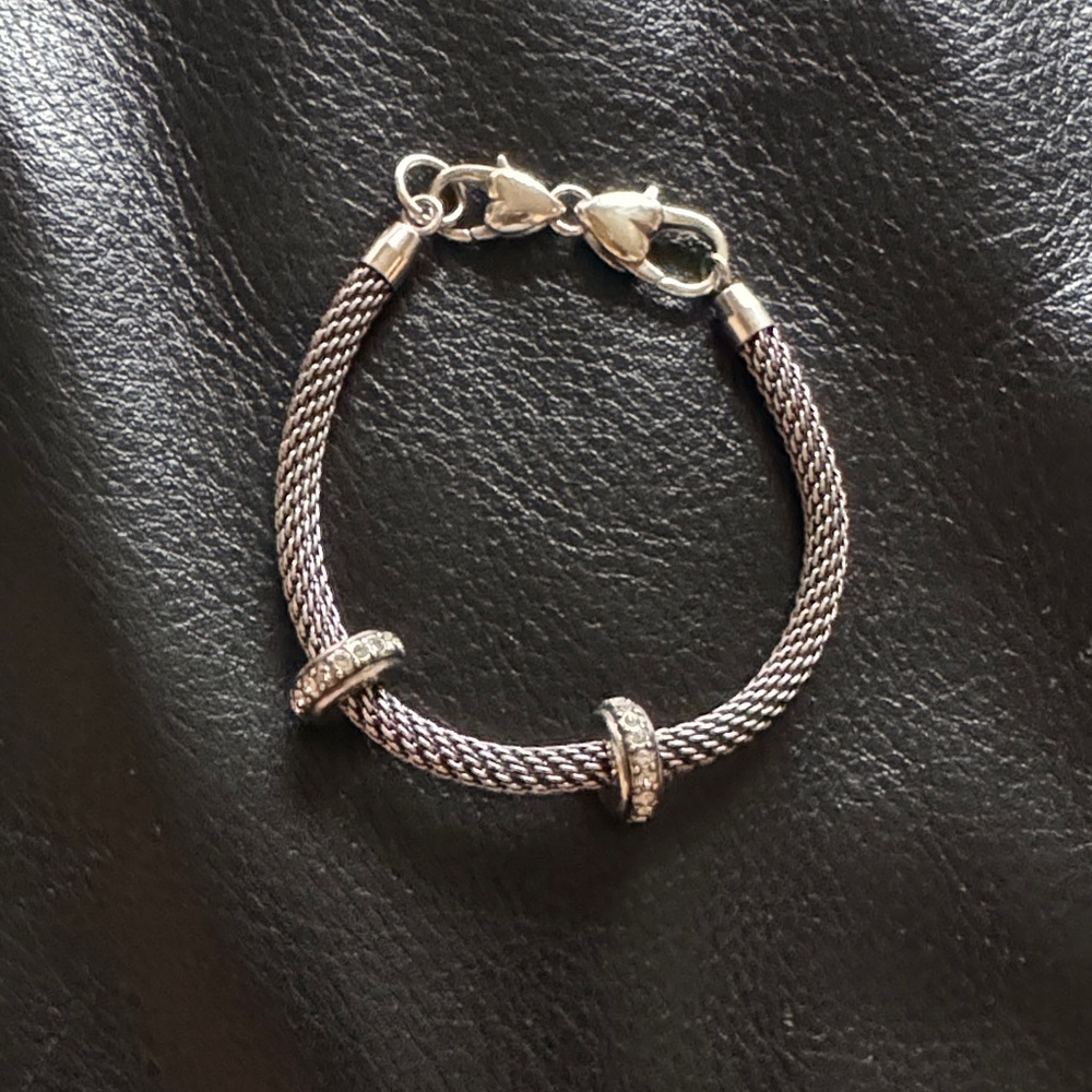 Brighton Silver Mesh beverly glam  Bracelet with Crystal spacers for charms
